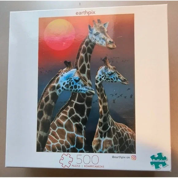 Disney Pandora 1000pc & Buffalo Earthpix Giraffe 500pc Jigsaw Puzzle Bundle - Picture 5 of 7